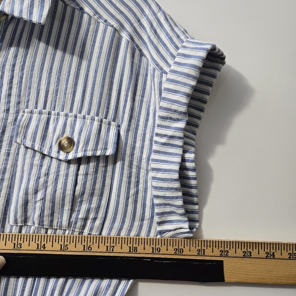 Flying Tomato Striped Jumpsuit with Belt, Button Down, Short Sleeve, S - Picture 2 of 14
